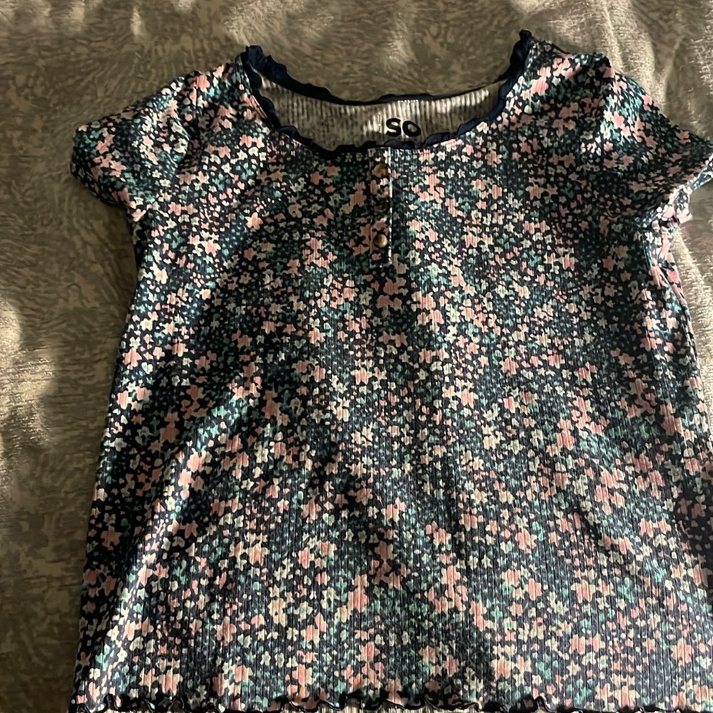 Floral shirt-dark blue